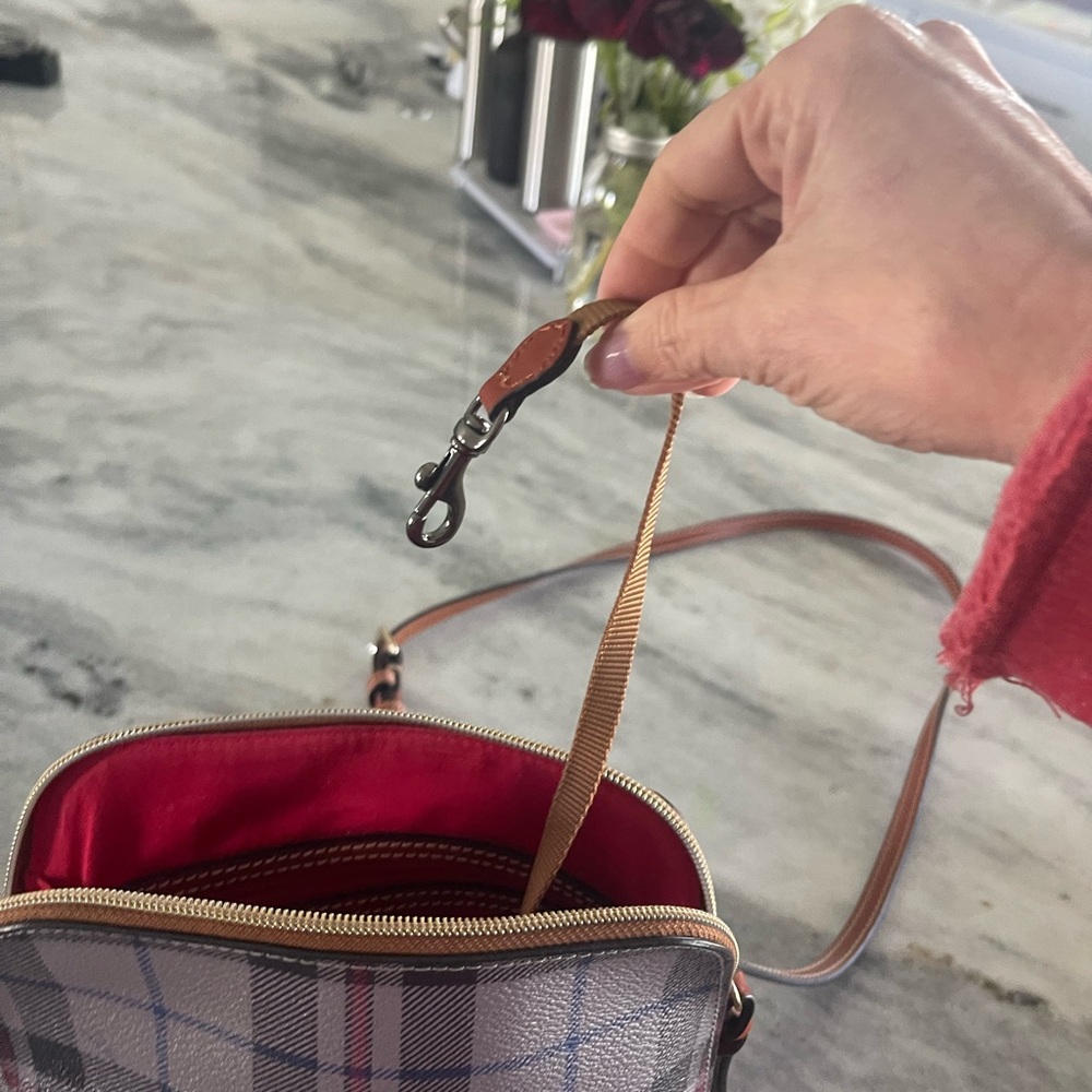 Dooney & Bourke Tiverton Plaid Trixie Crossbody- Gray, Black, and Red - Picture 5 of 6